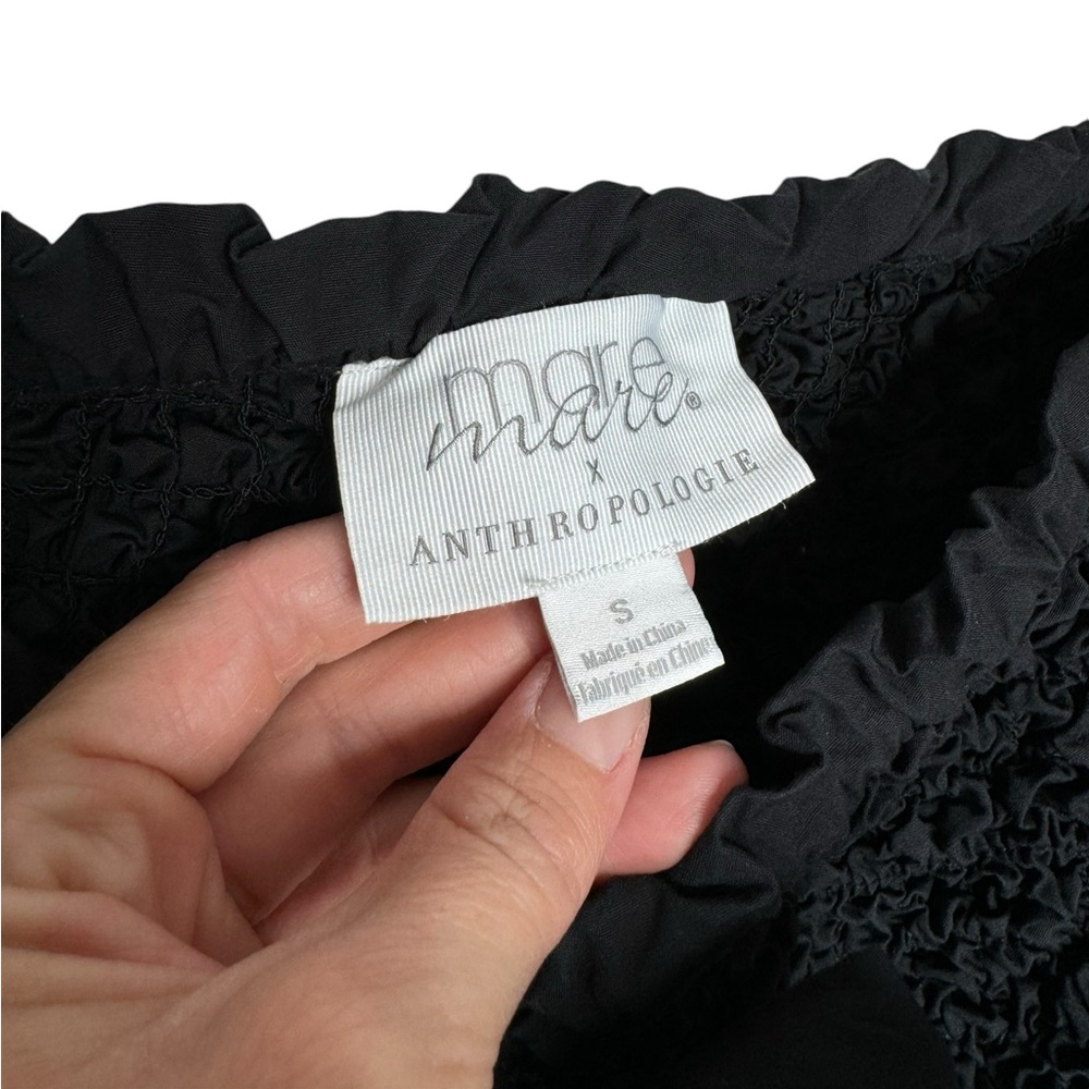 Anthropologie X Mare Mare | Smocked Tie Front Top in Black Small - Picture 6 of 10